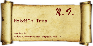 Mokán Irma névjegykártya